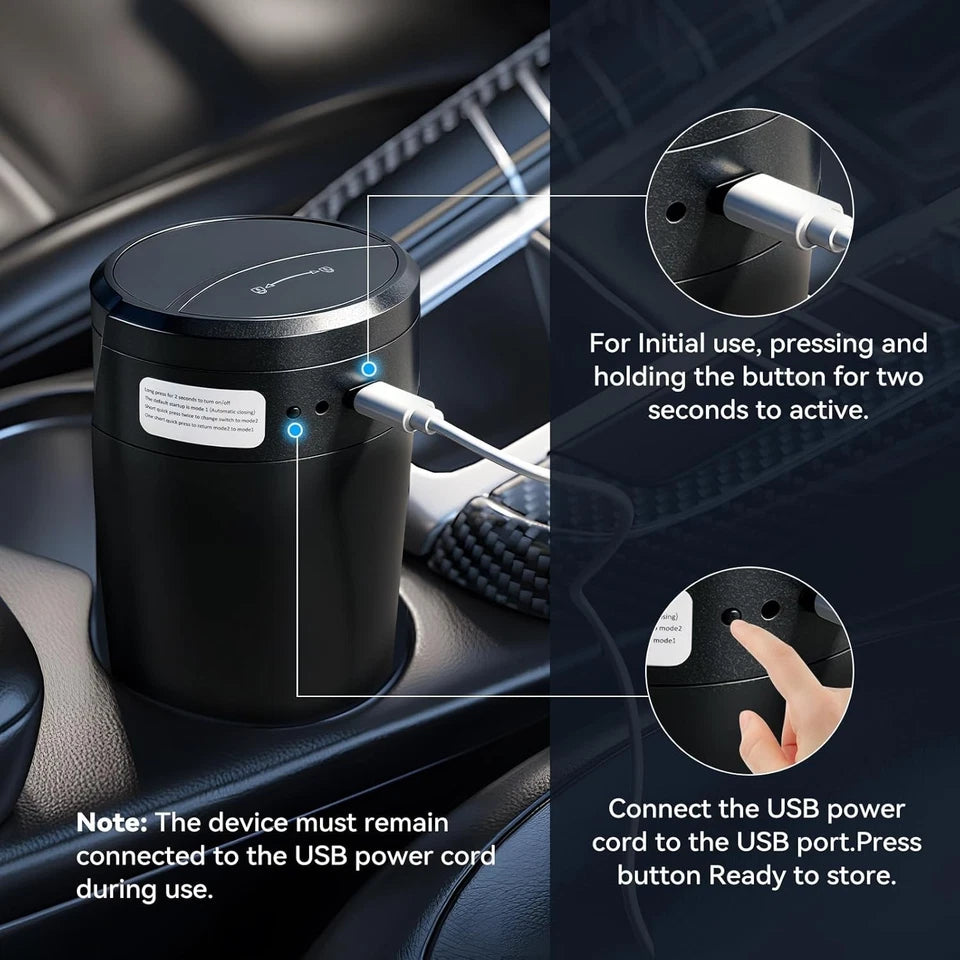 Share Auto Motion Sensor Car Trash Can Touch-Free Lid Plug-in Garbage Bin Waste Basket